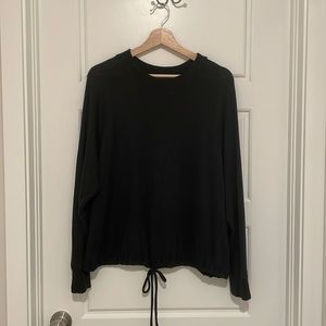 Womens Black Soft Drawstring Hem Sweater Sz L